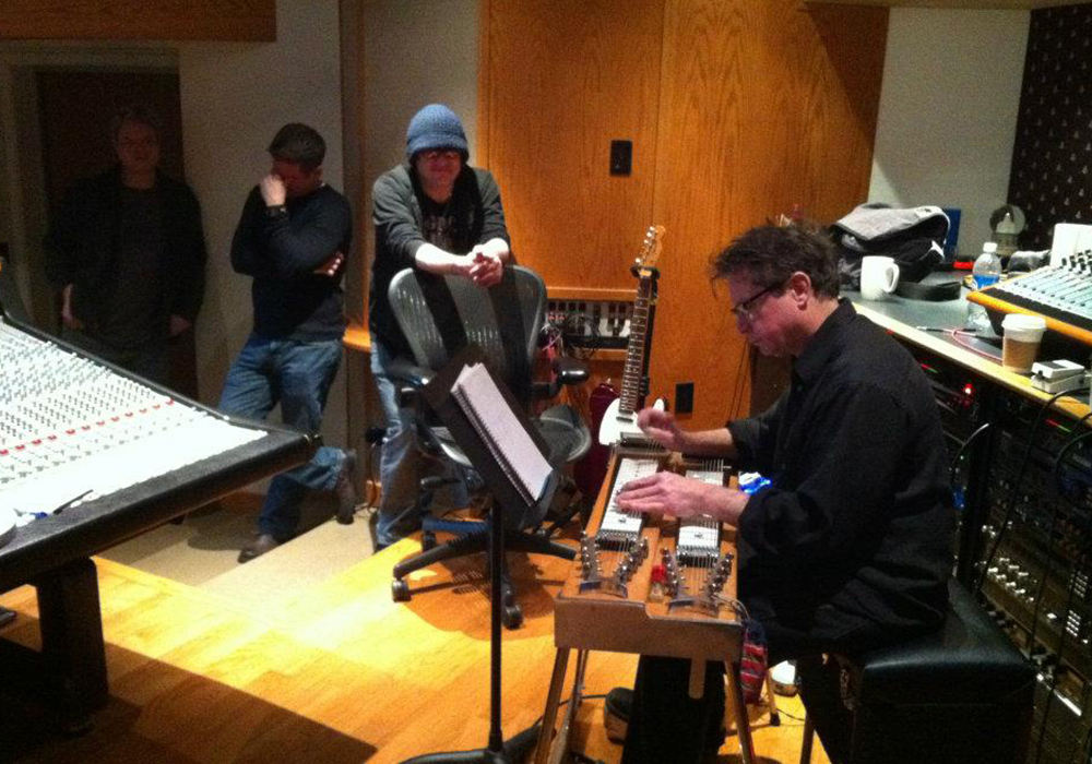 adams wilson recording with Robby Takac and Jim Whitford at GCR Audio in Buffalo, NY